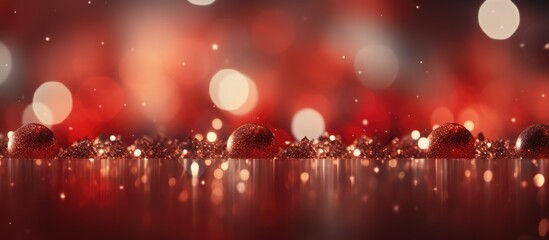 Poster - Abstract bokeh of romantic light on a red Christmas background