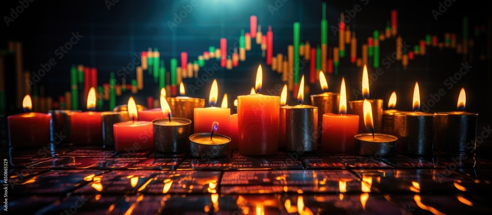 Candlestick graph shows revenue growth in stock and forex market Stock ...
