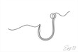 vector illustration continuous line art drawing of fishing hook