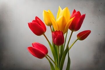 Wall Mural - bouquet of red tulips