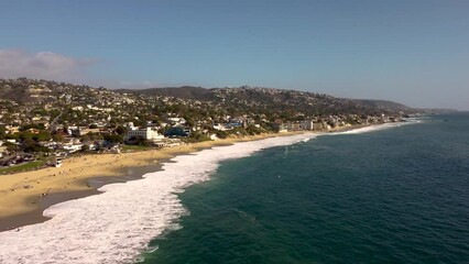 Sticker - Aerial video of the sea and buildings on the shore in California, USA