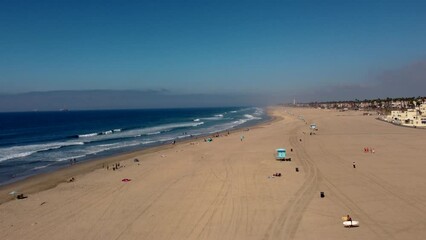 Sticker - Aerial video of the sea and buildings on the shore in California, USA