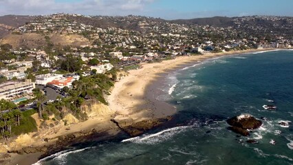 Sticker - Aerial video of the sea and buildings on the shore in California, USA