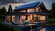 A residence equipped with solar panels on its roof, exemplifying the use of sustainable and clean energy at home
