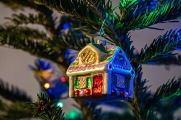 Wall Mural - christmas tree decoration small house