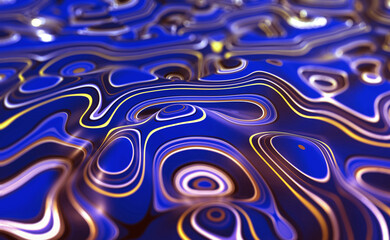 Wall Mural - Mysticism and technology. Streams of wavy rays in the cycle of emotions. 3D illustration of high tech background of abstract shapes