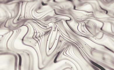 Aufkleber - A curved space of magical forms. Oil stains on a field of wavy lines. 3D illustration of abstract emotions