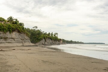 Poster - a Coast line of La Barra beach on a cloudy day