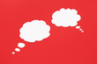 Leinwandbild Motiv Blank speech bubbles on red background