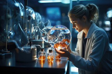 Aufkleber - a scientist in a lab developing innovative solutions for harvesting energy from ambient sources. gen