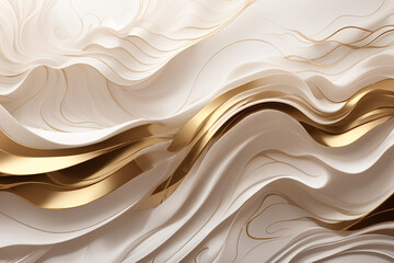 Canvas Print - 3d white gold waves wallpaper