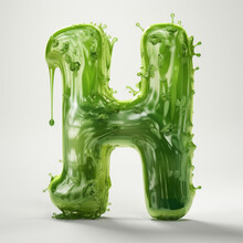 Capital Letter H Made Of Ectoplasm Green Slime For Halloween