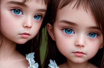 portrait of two beautiful little twin girls