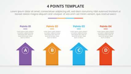 Aufkleber - 4 points stage template infographic concept for slide presentation with arrows top direction 4 point list with flat style
