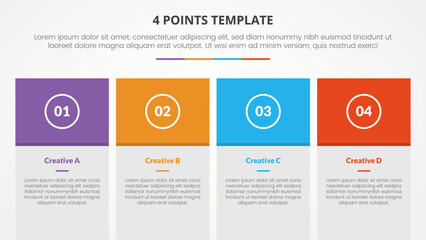Aufkleber - 4 points stage template infographic concept for slide presentation with big box table and colorfull header 4 point list with flat style