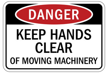 Canvas Print - Keep hands clear warning sign and labels keep hands clear of moving machinery