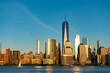 metropolitan city. cityscape in sunrise or sunset. new york downtown. manhattan skyline. new york city of america. skyscraper building of nyc. ny city architecture. midtown manhattan at hudson