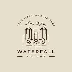 Wall Mural - waterfall logo line art vector illustration template icon graphic design. simple minimalist of natur