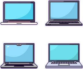 Fototapete - Laptop Flat Illustration Collection. Perfect for different cards, textile, web sites, apps