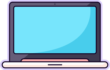 Fototapete - Laptop with Blank Screen Vivid Flat Image. Perfect for different cards, textile, web sites, apps 