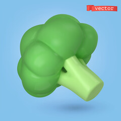 Sticker - Broccoli vegetable, 3d cartoon vector icon