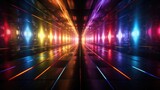 Fototapeta Sport - 3D rendering, neon ultraviolet square portal, glow lines, tunnel, walkway, purple, arch, laser show.