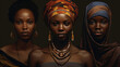 portrait of 3 beautiful black woman. diversity