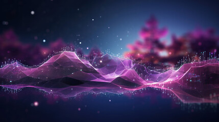 Poster - Futuristic big data visualization wave blue and purple background