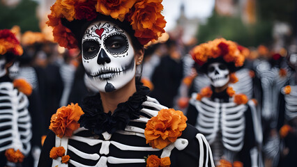 Wall Mural - Day of the Dead (Dia de los Muertos) in Mexico City. Mexico 