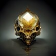 crystal and gold demon skull symmetrical 8K rendering ultra realistic 