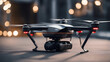 Drone with digital camera on the street. 3d rendering. 