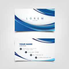 Canvas Print - abstract blue wave corporate business card design template