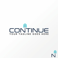 Poster - Logo design graphic concept creative abstract premium vector sign stock letter word CONTINUE or N font with simple plant. Related to typography nature