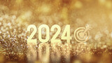 Fototapeta Tematy - The Gold 2024 Number for New year Business concept 3d rendering