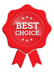 Wall Mural - Best choice red badge with ribbon vector design for you product , website , EPS10 banner isolated on white background.	