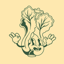Vintage Character Design Of Lettuce