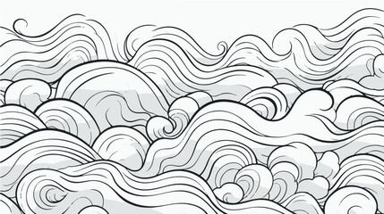 Seamless doodle simple border. Wave background. Vector illustration