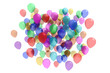 Digital png illustration of many colourful balloons on transparent background