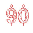 Digital png illustration of red number candle wit flames on transparent background