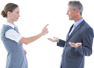 Poster - Digital png photo of caucasian business colleagues discussing on transparent background