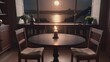 romantic beachside view at night with two chairs, table, candles, sea and beautiful moon. Cartoon or anime illustration style. seamless looping 4K time-lapse virtual video animation background.