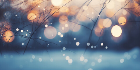 Wall Mural - Winter beautiful glitter bokeh background