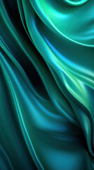Poster - Liquid metal wave background. Blue, green colors.