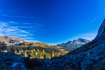 Canvas Print - Autumn colors are exploding in the woods of Carnic Alps