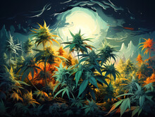 In A Panoramic Format, This Banner Showcases The Cannabis Plant, Emphasizing The Growth Of Cannabis For Medical Purposes. The Image Spotlights Marijuana 