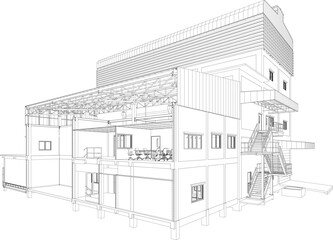 3D illustration of industrial building