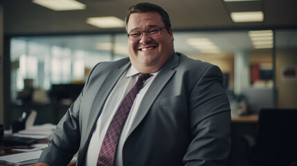 Wall Mural - The chubby businessman enjoying the office