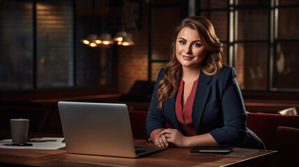 Wall Mural - The beautiful of businesswoman chubby in the office