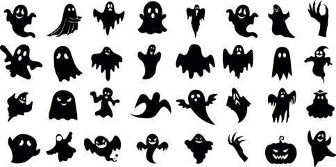 Wall Mural - engaging halloween ghost silhouette vector illustration.