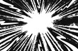 Background of radial lines for comic books in hand-drawn style. Manga speed frame, superhero action, explosion background. Black and white vector illustration